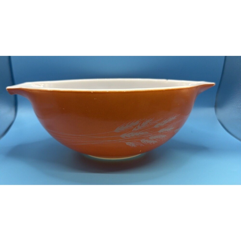 Vintage Pyrex Autumn Harvest Orange Wheat Cinderella Mixing Bowl 2.5 Qt 443